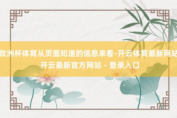 欧洲杯体育从页面知道的信息来看-开云体育最新网站 开云最新官方网站 - 登录入口