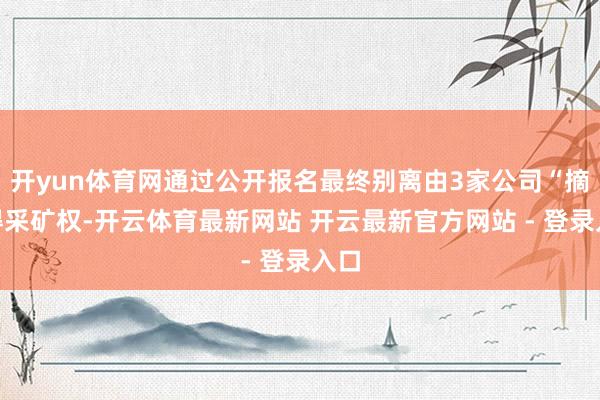 开yun体育网通过公开报名最终别离由3家公司“摘”得采矿权-开云体育最新网站 开云最新官方网站 - 登录入口