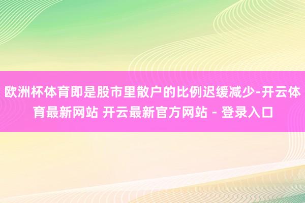 欧洲杯体育即是股市里散户的比例迟缓减少-开云体育最新网站 开云最新官方网站 - 登录入口