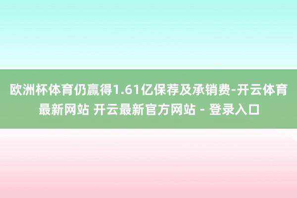 欧洲杯体育仍赢得1.61亿保荐及承销费-开云体育最新网站 开云最新官方网站 - 登录入口