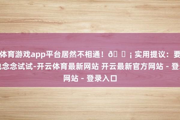体育游戏app平台居然不相通！💡 实用提议：要是你也念念试试-开云体育最新网站 开云最新官方网站 - 登录入口